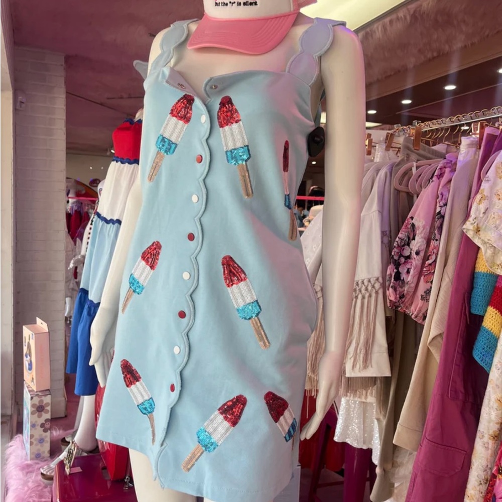 QUEEN OF SPARKLES Light Blue Popsicle Mini Dress - Picture 3 of 4